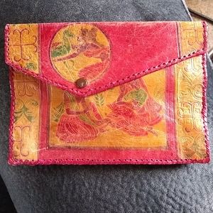 Vintage red & Brown Indu Envelope clutch